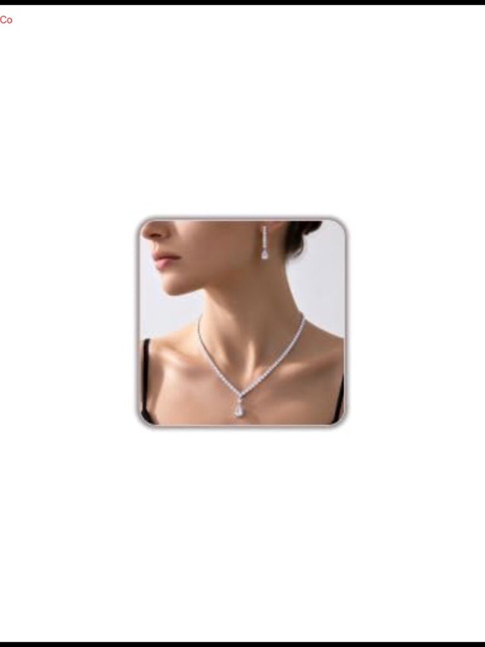 Silver Rhinestone Necklace & Earring Set - Women's Wedding Jewelry Set